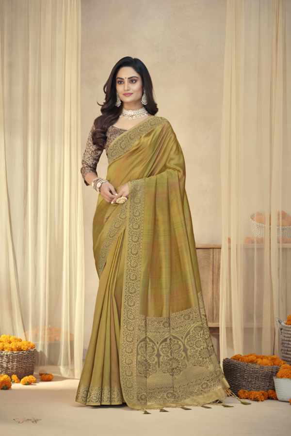 Golden Silk Tassal Saree - Image 2