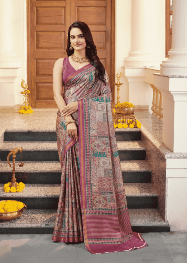 AKSK Magenta Silk Saree Reshami