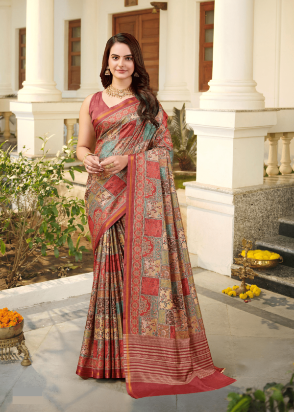 AKSK  Red Silk Saree Reshami