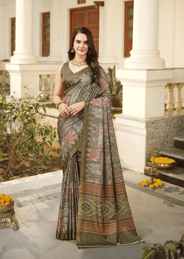 AKSK Green Silk Saree Reshami