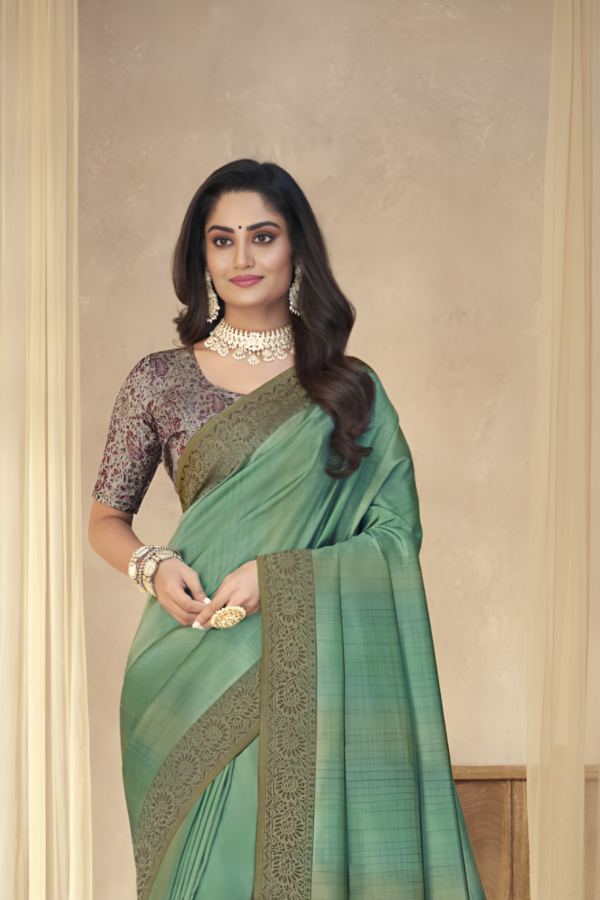 Sea Green Tassal Silk Saree