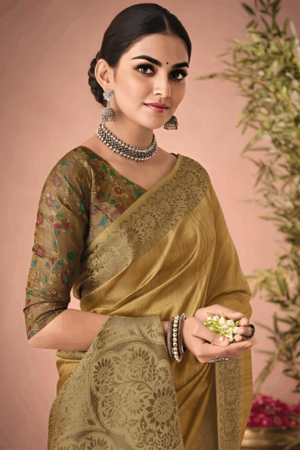 Mustard Soft Tassal  Silk Saree - Image 3