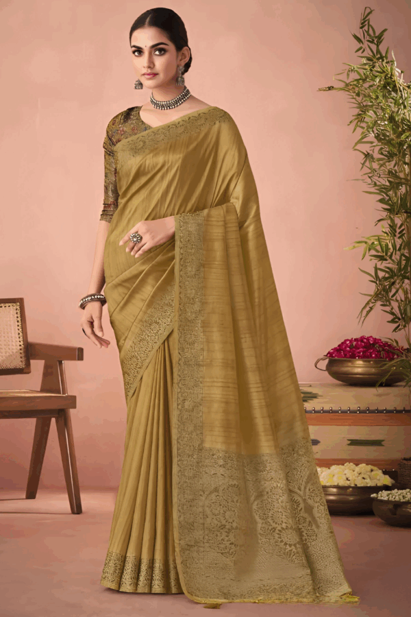 Mustard Soft Tassal  Silk Saree - Image 2
