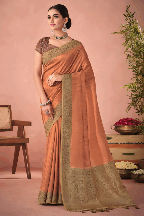 Orange Tassal Silk Saree - Image 2