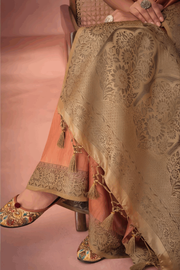 Orange Tassal Silk Saree - Image 3
