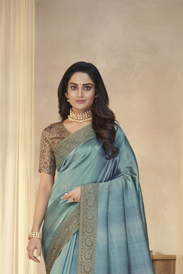 Bluish Grey Silk Saree