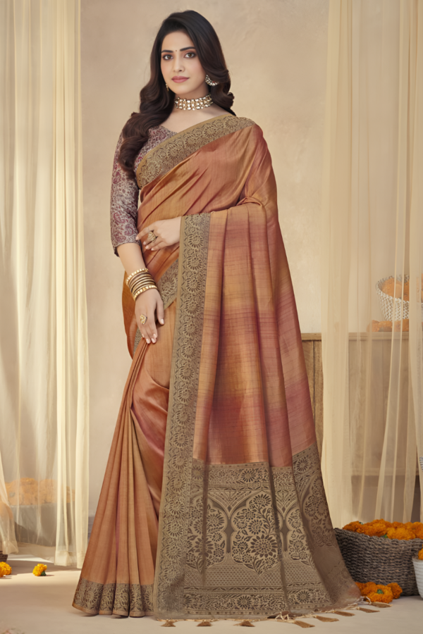 Orange Tassal Silk Saree - Image 3