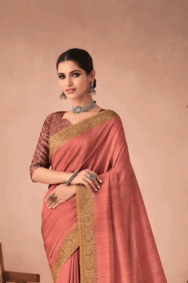 Rust Colour Tassal Silk Saree
