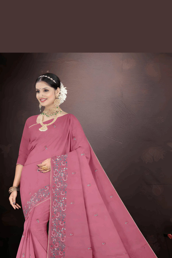 Pink shade Resham Saree With Running Blouse