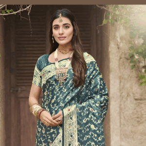 Teal Colour Banarasi Silk Zari Weaving