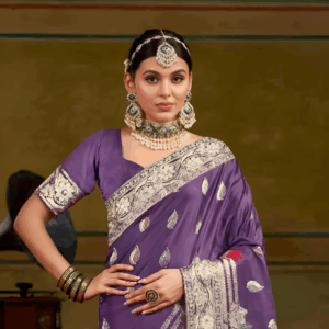 Designer Border Purple Banarasi Swarovski Saree