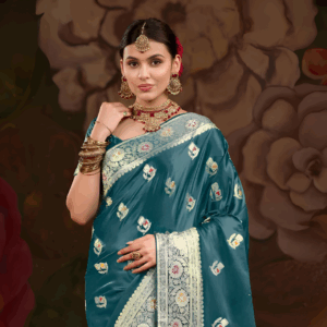 Teal Colour Banarasi Silk Saree