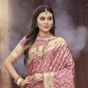 Pink Colour Banarasi Silk Saree with Zari Weaving