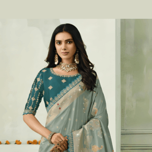Embroidered Sea Green Silk Classic Saree