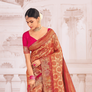 Multi Coloured Embroidery Silk wedding Trendy Saree