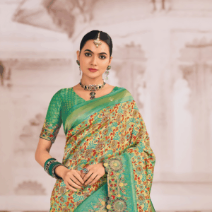 Embroidered Silk Green Traditional Saree