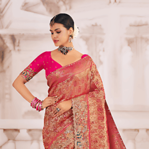 Embroidered Multi Colour silk Contemporary Saree
